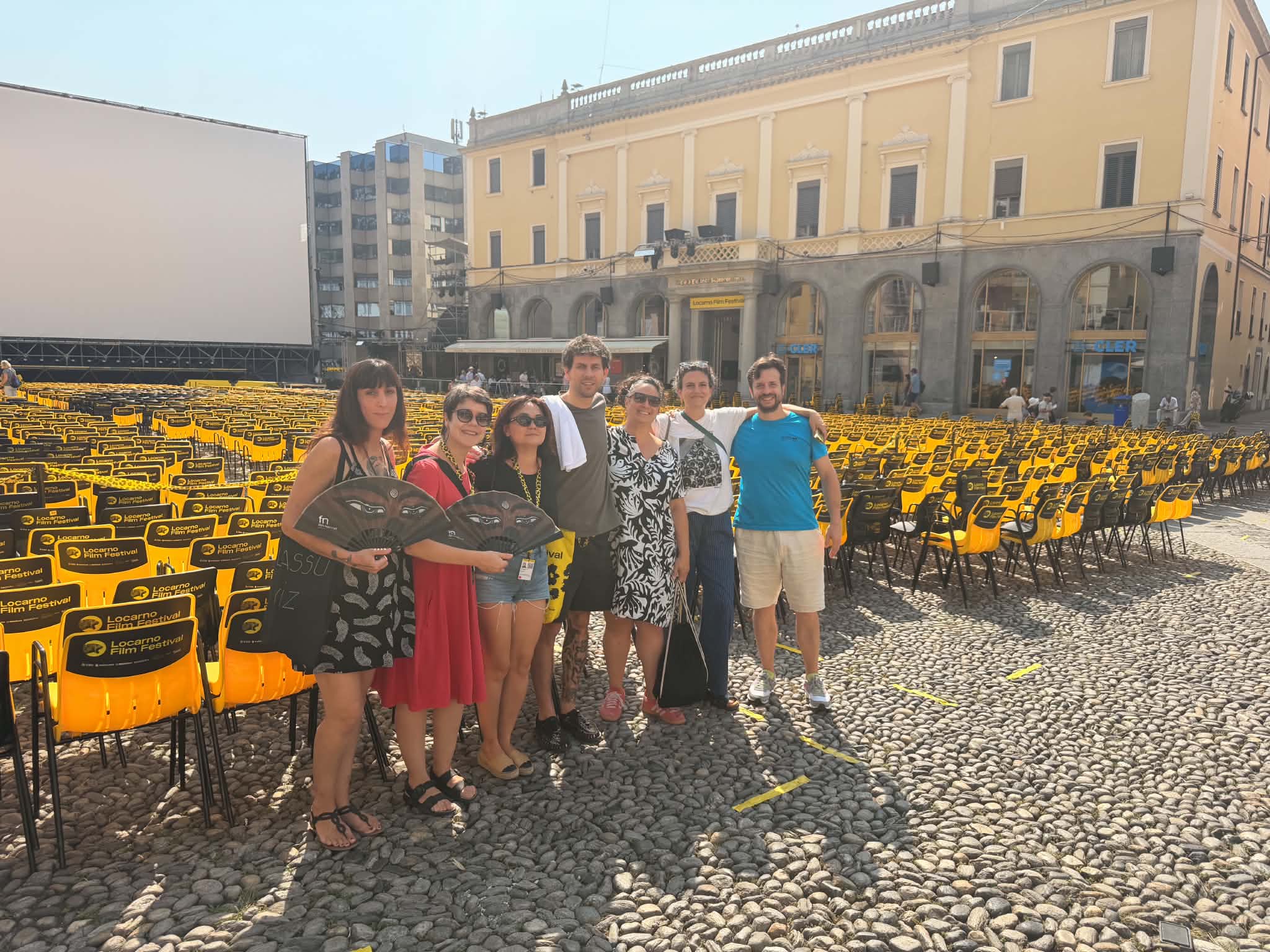 Nomintuya Baasankhuu with Open Doors team at Piazza Grande, Locarno